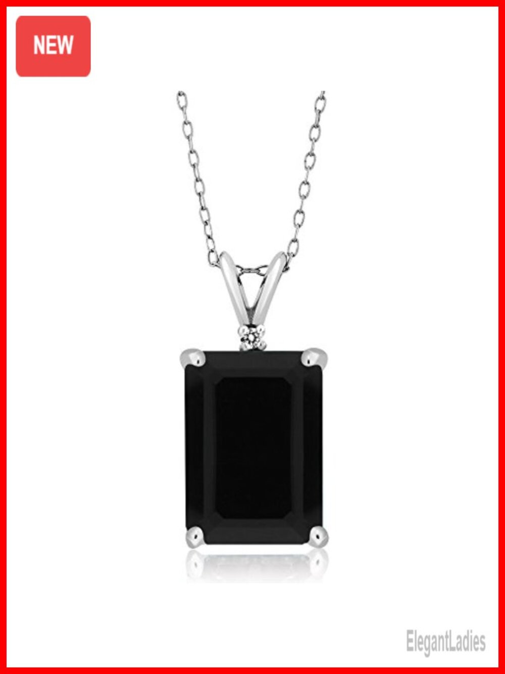 14x10MM Emerald Cut Onyx Solitaire Birthstone Necklace 925 Sterling Silver